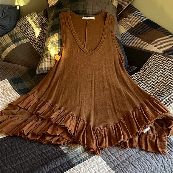 We The Free Brown Ruffled Tunic - Picture 2 of 6